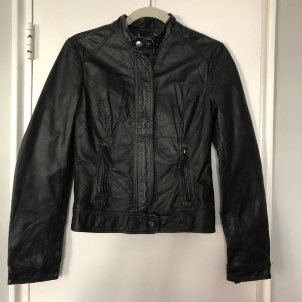 BB Dakota Black Leather Jacket - Small